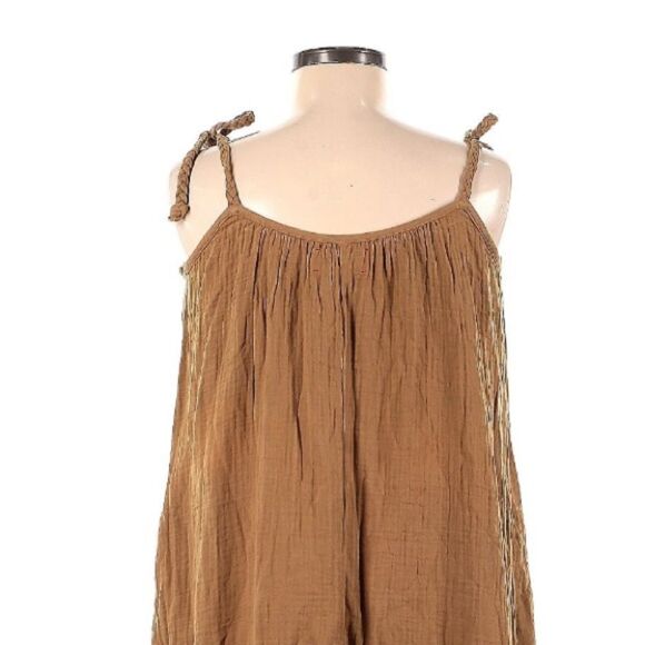 Xirena Cotton Gauze Brown Trapeze Tie Strap maxi Dress with Pockets M - Picture 4 of 11